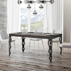 Viadurini Living Ausziehbare Esstische-Moderner ausziehbarer Tisch aus Melaminholz und Eisenunterplatte – Marella