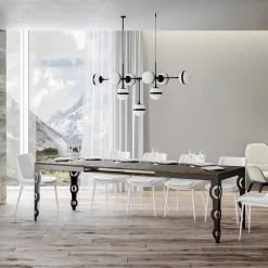 Viadurini Living Ausziehbare Esstische-Moderner ausziehbarer Tisch aus Melaminholz und Eisenunterplatte – Marella