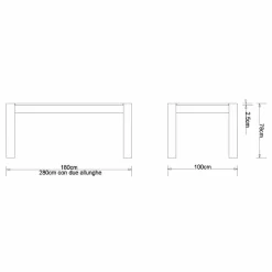 Viadurini Living Esstische Nach Mass|Ausziehbare Esstische-Moderner Ausziehtisch in Eiche massiv, L180 / 280xP100cm, Jacob