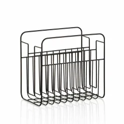 Viadurini Living Zeitungsständer-Moderner Boden-Zeitungsständer aus mattschwarz lackiertem Metalldraht - überarbeitet