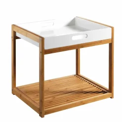 Viadurini Living Moderne Couchtische-Moderner Couchtisch aus Bambusholz mit weißem Mdf-Tablett - Volly