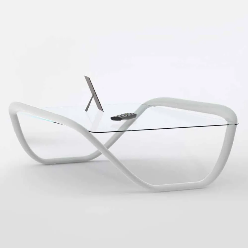 Viadurini Design Moderne Couchtische-Moderner Couchtisch aus Glas und Solid Surface® Continuum