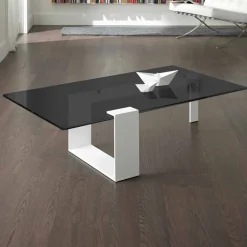 Viadurini Living Moderne Couchtische-Moderner Couchtisch mit Rauchglasplatte und Metallbasis Made in Italy - Scoby