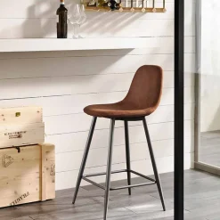 Viadurini Living Barhocker-Moderner Design Hocker aus Kunstleder und Metall - Gino