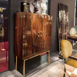 Viadurini Living Anrichte-Moderner Designschrank Ada mit 4 Türen, aus Ebenholz, Hochglanz-Finish