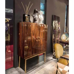 Viadurini Living Anrichte-Moderner Designschrank Ada mit 4 Türen, aus Ebenholz, Hochglanz-Finish