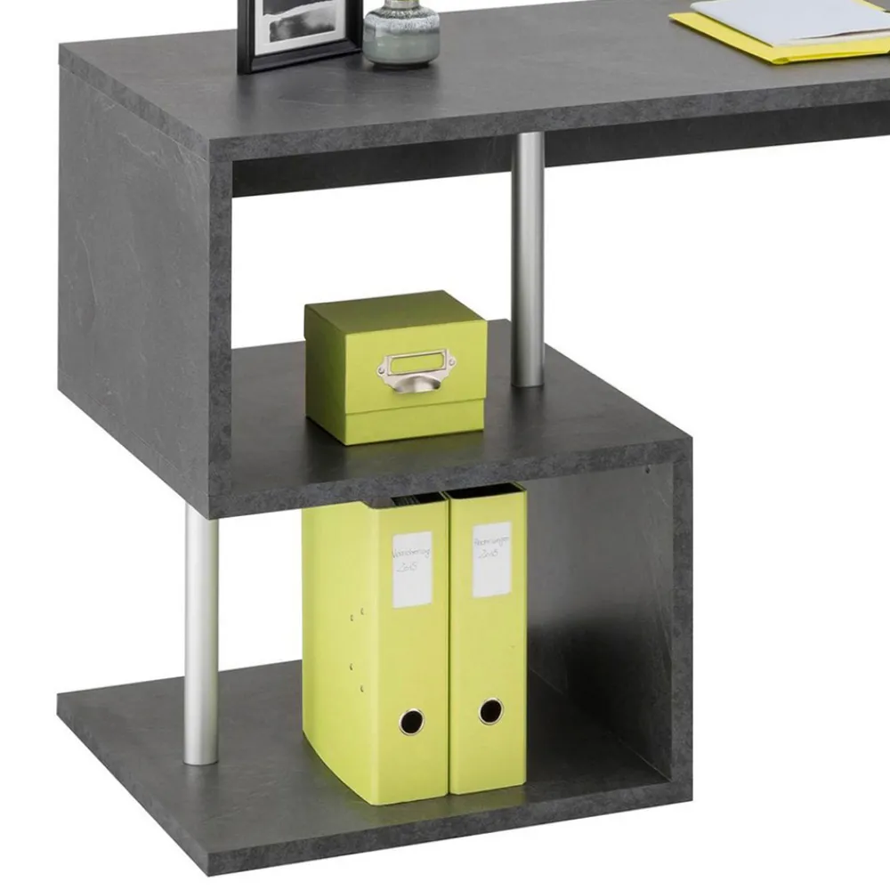 Viadurini Design Design Schreibtische-Moderner Eckschreibtisch Glänzend Weiß Holz oder Schiefer Design - Michel