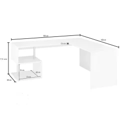 Viadurini Design Design Schreibtische-Moderner Eckschreibtisch Glänzend Weiß Holz oder Schiefer Design - Michel