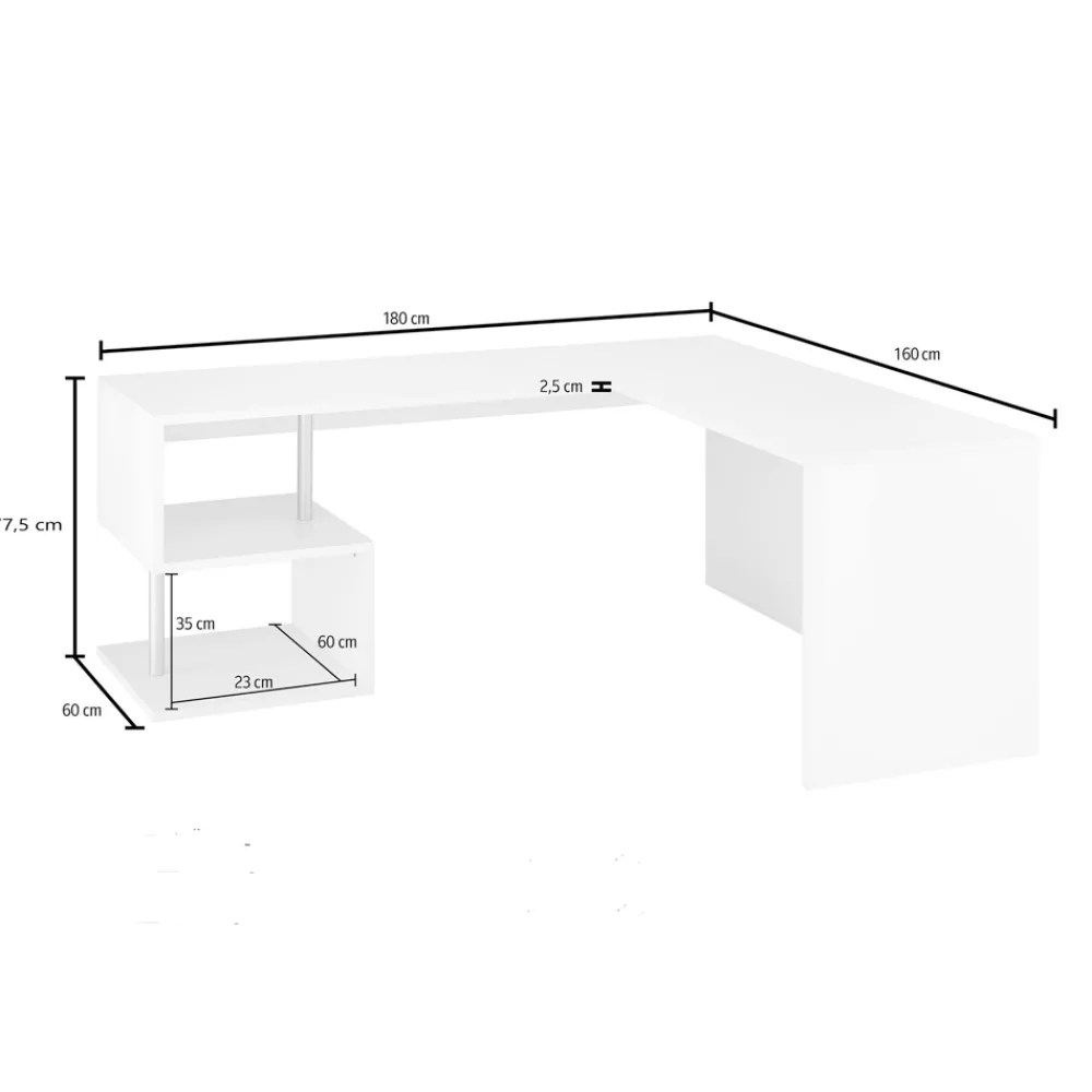 Viadurini Design Design Schreibtische-Moderner Eckschreibtisch Glänzend Weiß Holz oder Schiefer Design - Michel