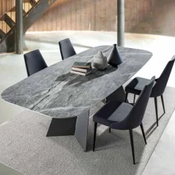 Viadurini Living Esstische-Moderner Essitisch, Tischplatte aus Feinsteinzeug - Meduno