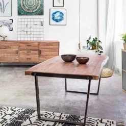 Viadurini Living Esstische-Moderner Esstisch aus Akazienholz und Homemotion Steel - Bingo