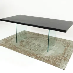 Viadurini Living Esstische-Moderner Esstisch aus furniertem Holz und Glas, hergestellt in Italien – Strappo