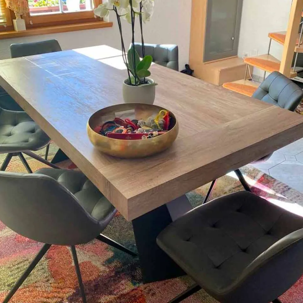 Viadurini Ausziehbare Esstische-Moderner esstisch ausziehbar bis 260/280 cm aus Holz und Metall Teramo