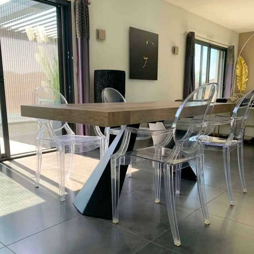 Viadurini Ausziehbare Esstische-Moderner esstisch ausziehbar bis 260/280 cm aus Holz und Metall Teramo