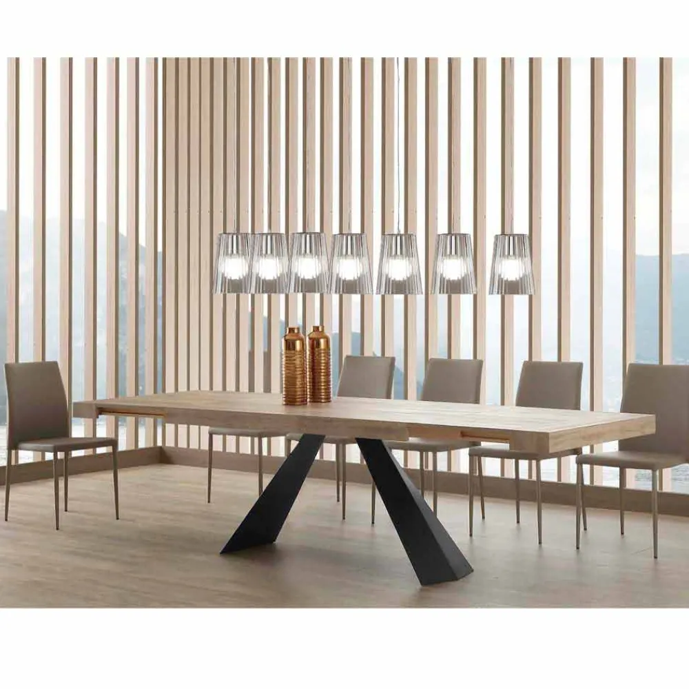 Viadurini Ausziehbare Esstische-Moderner esstisch ausziehbar bis 260/280 cm aus Holz und Metall Teramo