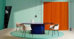 Viadurini Living Esstisch Oval|Esstische-Moderner Esstisch im ovalen Design aus blauem und kupferfarbenem MDF, hergestellt in Italien – Oku