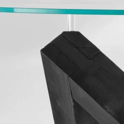 Viadurini Living Runde Tische-Moderner Esstisch mit drehbarer Glastischplatte aus Fichtenholz Bao