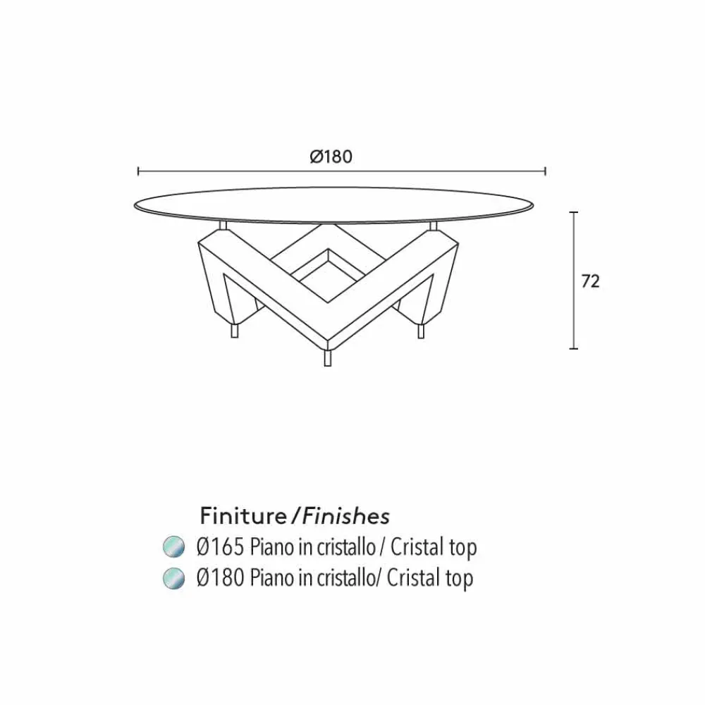 Viadurini Living Runde Tische-Moderner Esstisch mit drehbarer Glastischplatte aus Fichtenholz Bao