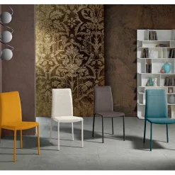 Viadurini Living Moderne Stühle-Moderner Esszimmerstuhl aus Stoff, hergestellt in Italien, Porzia