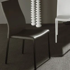 Viadurini Living Moderne Stühle-Moderner Esszimmerstuhl aus lackiertem Metall und Kunstledersitz, 4 Stück - Alba