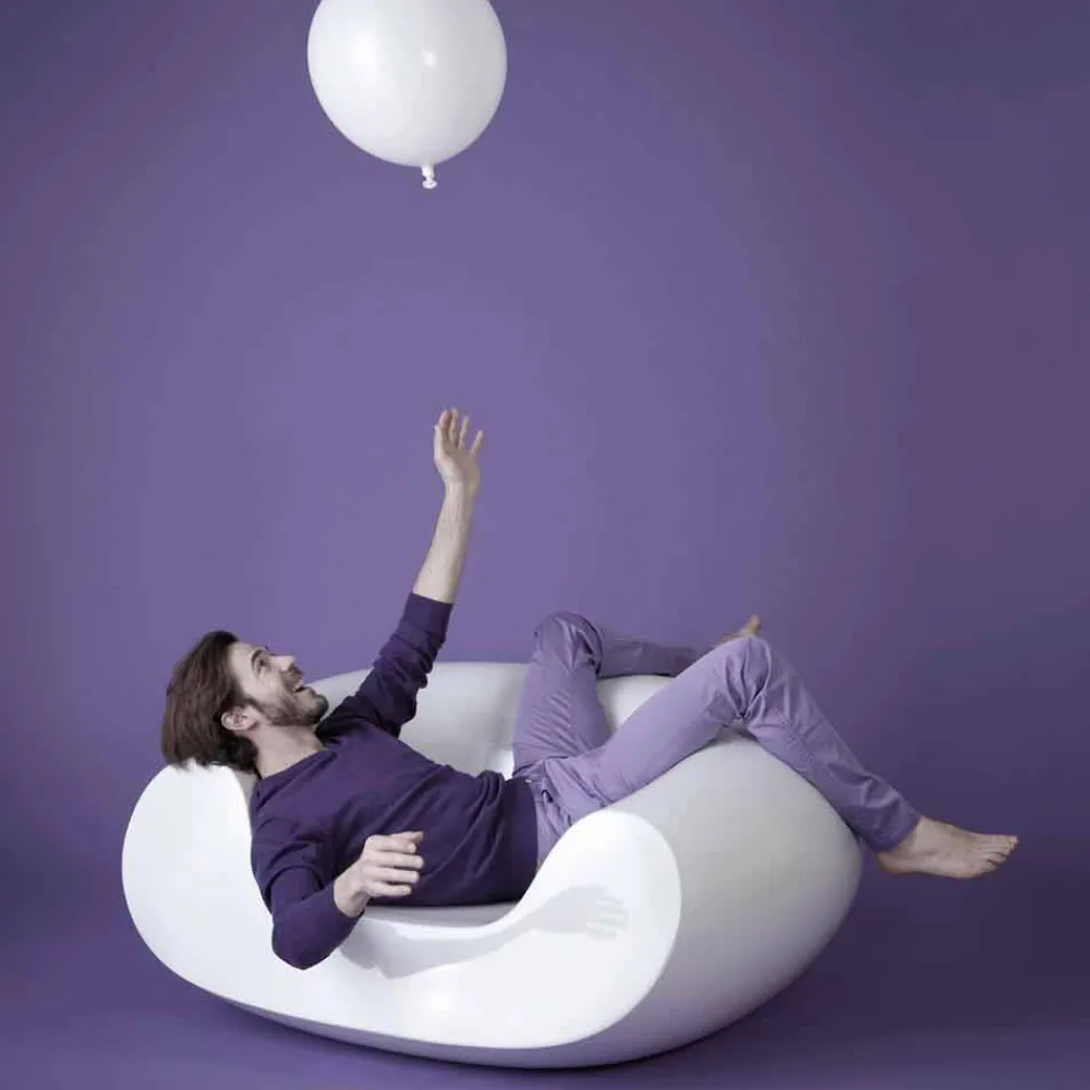 SLIDE Sessel Kunststoff-Moderner farbiger Gartensessel Chubby, hergestellt in Italien