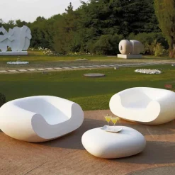 SLIDE Sessel Kunststoff-Moderner farbiger Gartensessel Chubby, hergestellt in Italien