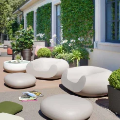 SLIDE Sessel Kunststoff-Moderner farbiger Gartensessel Chubby, hergestellt in Italien