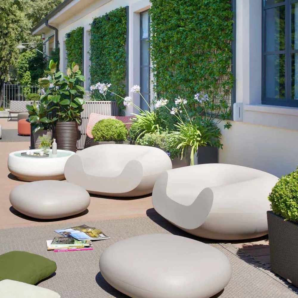 SLIDE Sessel Kunststoff-Moderner farbiger Gartensessel Chubby, hergestellt in Italien