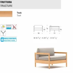 Varaschin Stoffsessel-Moderner Gartensessel aus Stoff gepolstert Bali