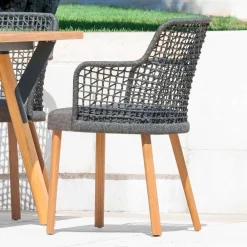 Varaschin Holzsessel-Moderner Gartensessel aus massivem Irokoholz Emma