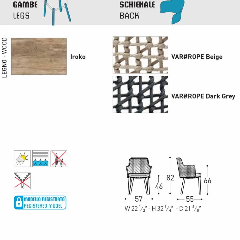Varaschin Holzsessel-Moderner Gartensessel aus massivem Irokoholz Emma
