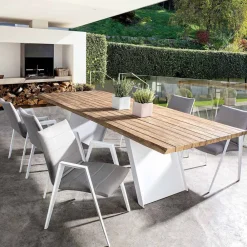 Viadurini in the Garden Gartenstühle Metall-Moderner Gartenstuhl mit Armlehnen aus weißem Aluminium Homemotion - Liliana