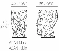 Vondom Gartentische Fest-Moderner, gesichtsförmiger Outdoor-Tisch Adan von aus Polyethylen