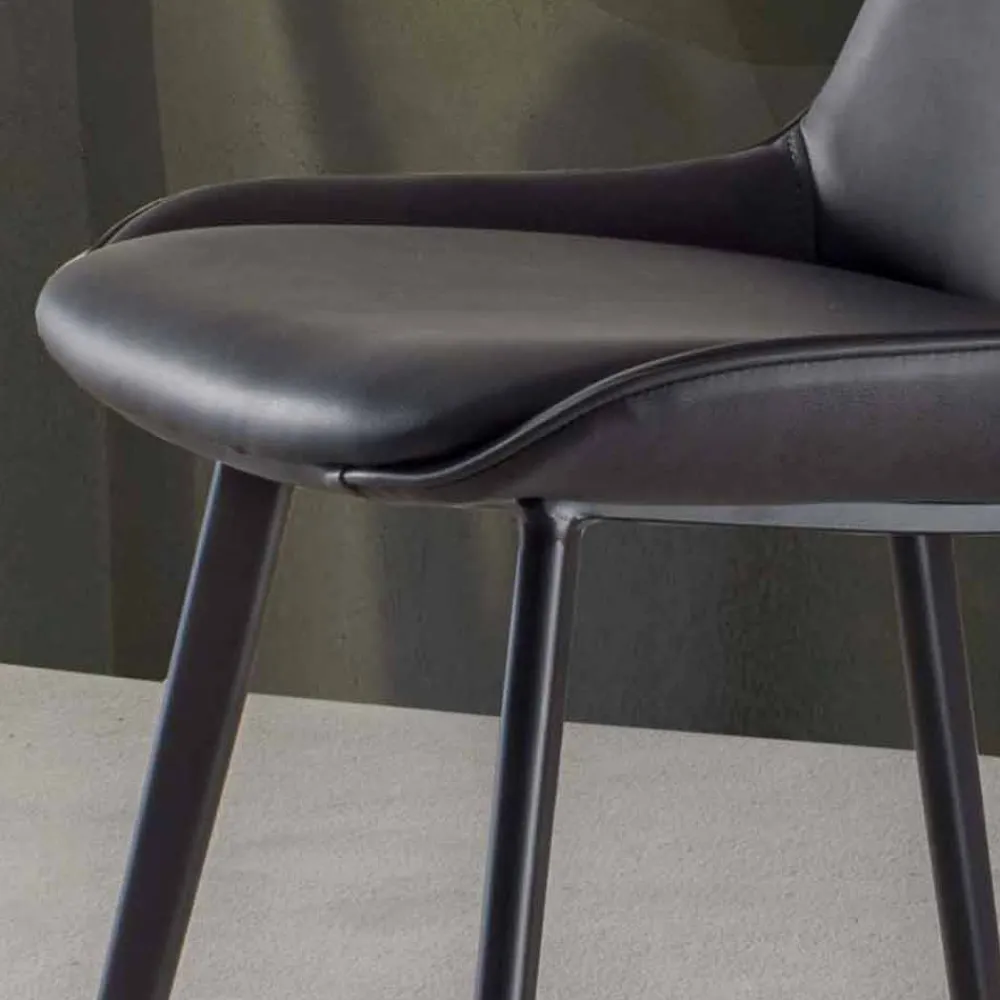 Viadurini Living Barhocker-Moderner Hocker H 80 cm, Sitzfläche aus Nubuk-Kunstelder - Ines