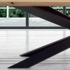 Viadurini Living Esstische-Moderner Küchentisch aus furniertem Holz und Stahl, hergestellt in Italien – Grotta