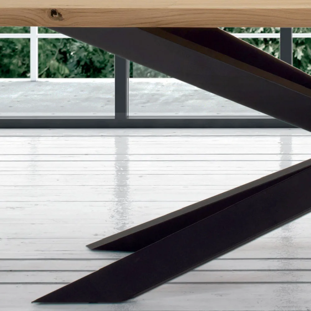 Viadurini Living Esstische-Moderner Küchentisch aus furniertem Holz und Stahl, hergestellt in Italien – Grotta