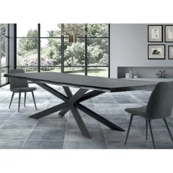 Viadurini Living Esstische-Moderner Küchentisch aus furniertem Holz und Stahl, hergestellt in Italien – Grotta