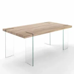 Viadurini Living Esstische-moderner Küchentisch mit Tischplatte aus Mdf und Glasbasis - Joey