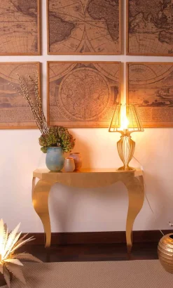 Viadurini Living Konsolentisch Flur-Moderner Konsolentisch aus Eisen in Blattgold oder Blattsilber - Daledale