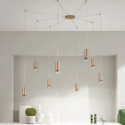 Viadurini Lighting Moderne Kronleuchter-Moderner Kronleuchter aus pulverbeschichtetem Aluminium und verstellbarem Kabel – Buxus