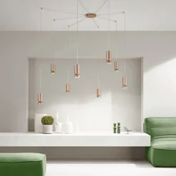 Viadurini Lighting Moderne Kronleuchter-Moderner Kronleuchter aus pulverbeschichtetem Aluminium und verstellbarem Kabel – Buxus