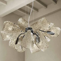 Viadurini Lighting Moderne Kronleuchter-Moderner Kronleuchter mit 12 Lichtern aus Venedig Glas, Made in Italy - Diamonique