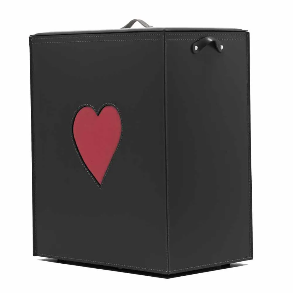 Limac Design Wäschekörbe-Moderner Lederwäschekorb Made in Italy Adele, Herzeinsatz