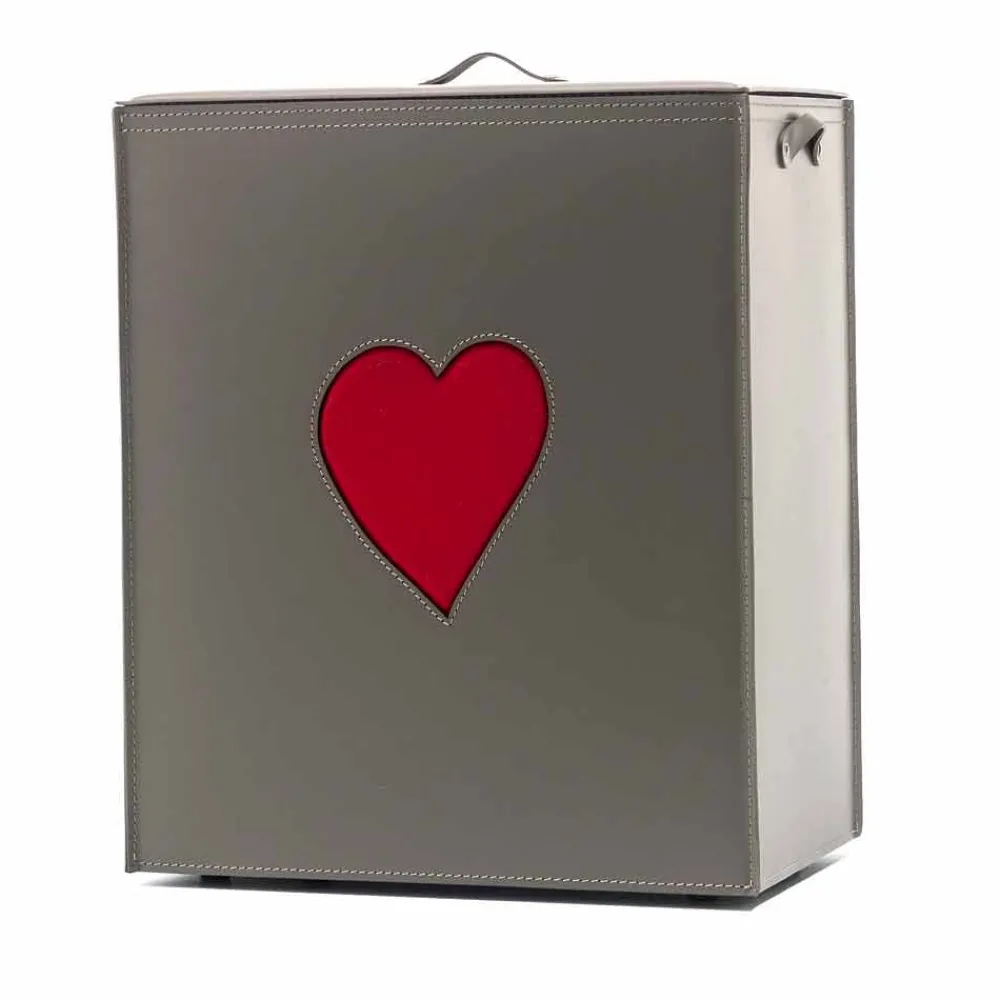 Limac Design Wäschekörbe-Moderner Lederwäschekorb Made in Italy Adele, Herzeinsatz