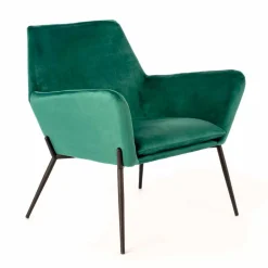 Viadurini Living Moderne Sessel-Moderner Lounge Chair aus petrolgrünem Samt und schwarzem Metall - getönt
