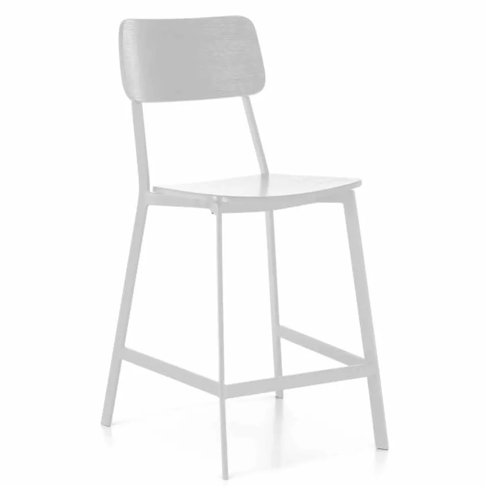 Viadurini Living Küchenhocker-Moderner Metallhocker mit Sitz und Rückenlehne aus Holz, 2 Stück - Habibi