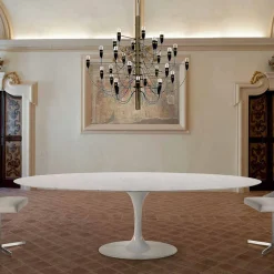 Viadurini Living Esstisch Oval|Esstische-Moderner ovaler Tisch aus Carrara- oder schwarzem Marquinia-Marmor, hergestellt in Italien – Dollars