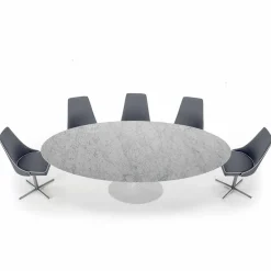 Viadurini Living Esstisch Oval|Esstische-Moderner ovaler Tisch aus Carrara- oder schwarzem Marquinia-Marmor, hergestellt in Italien – Dollars