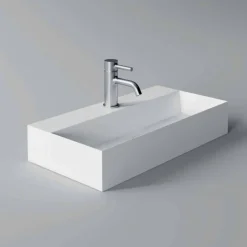 Viadurini Bathroom Keramikwaschbecken-Moderner rechteckiger Aufsatz oder hängender Waschtisch 60x30 cm in Keramik - Akt