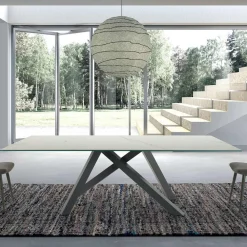 Viadurini Living Esstische-Moderner rechteckiger Tisch aus Keramik und Stahl, hergestellt in Italien – Settimmio